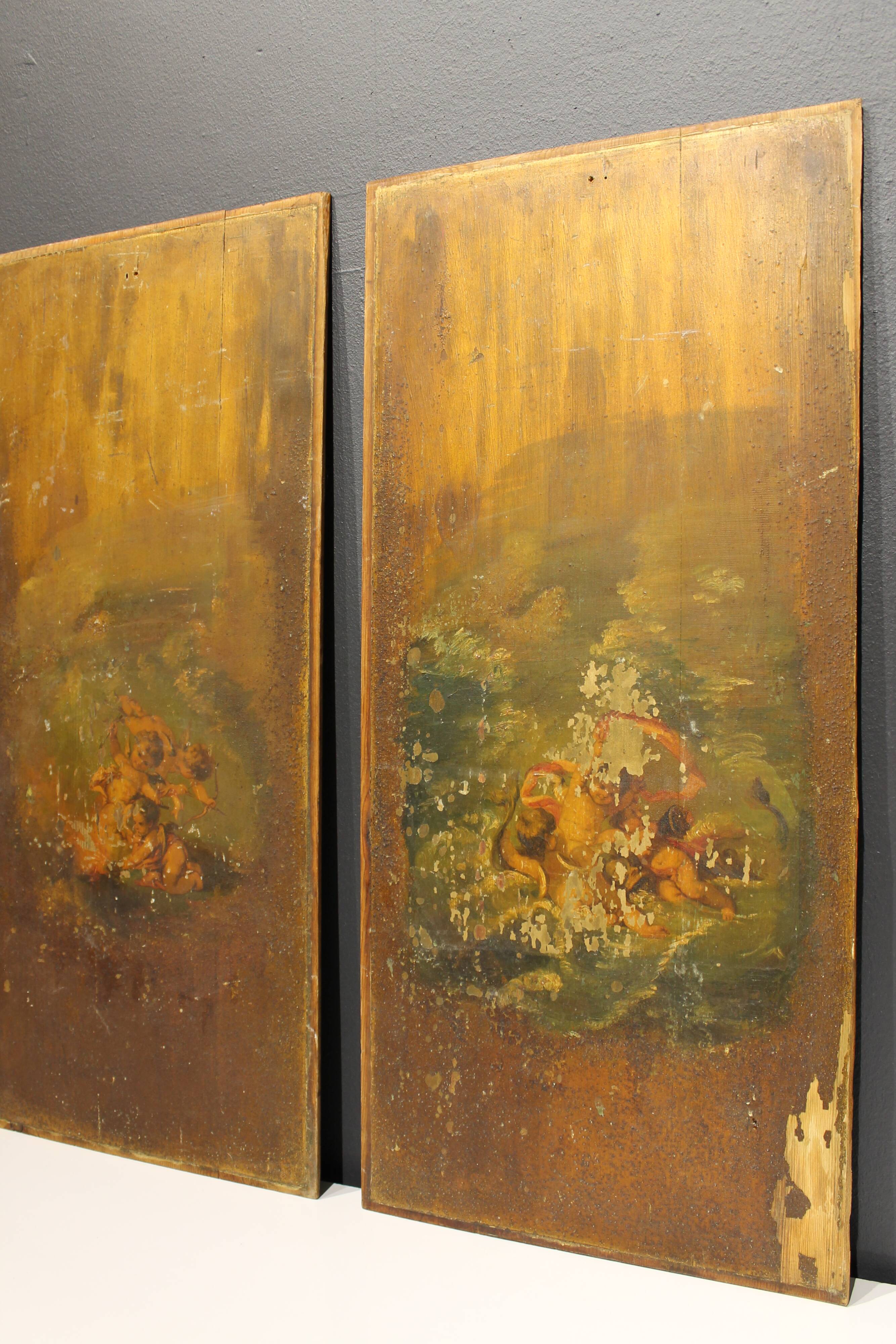 2 panneaux peinture romantique