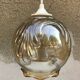 Hanging old molded glass golden + support white 70s vintage
