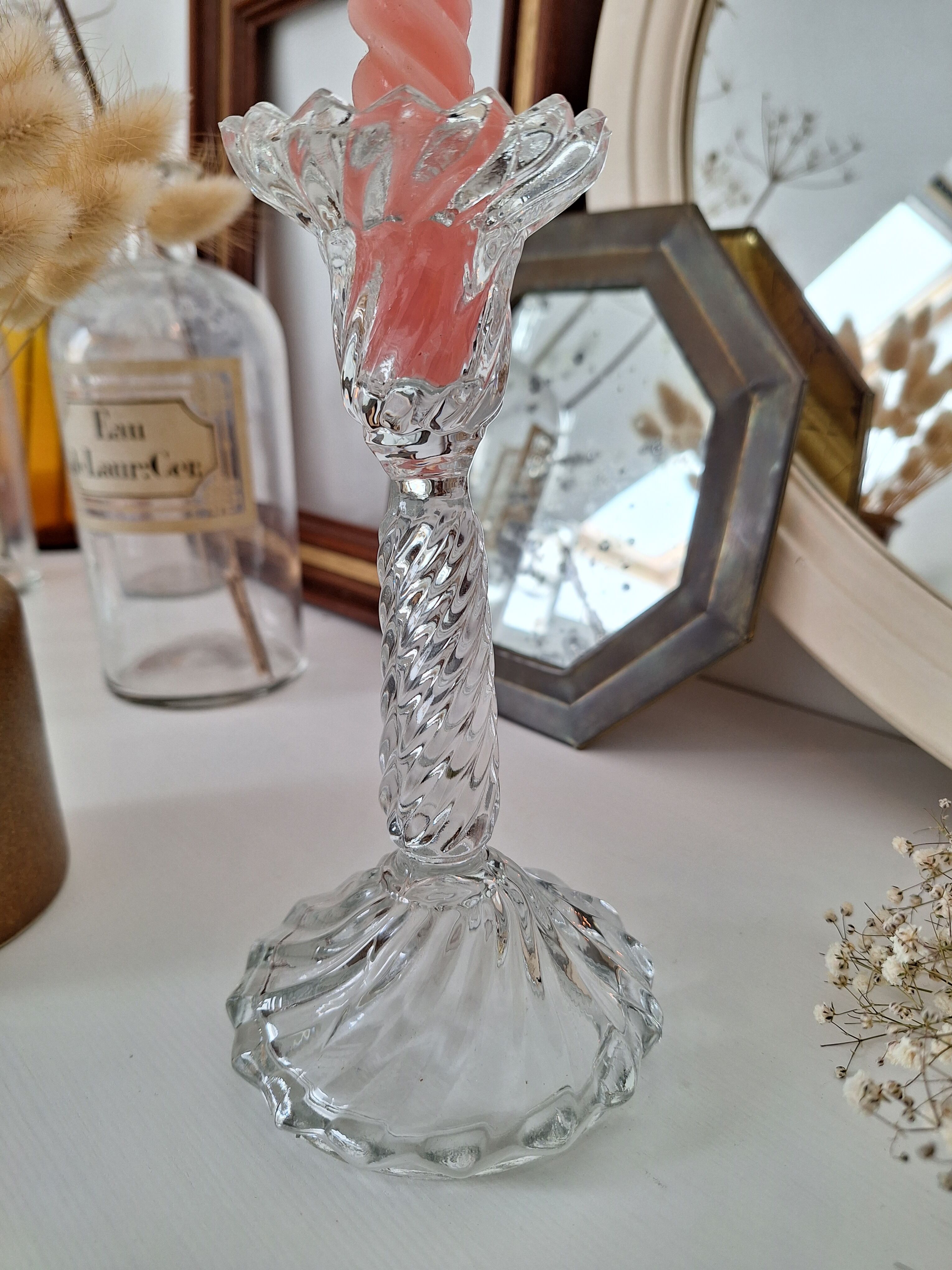 Vintage glass candle holder
