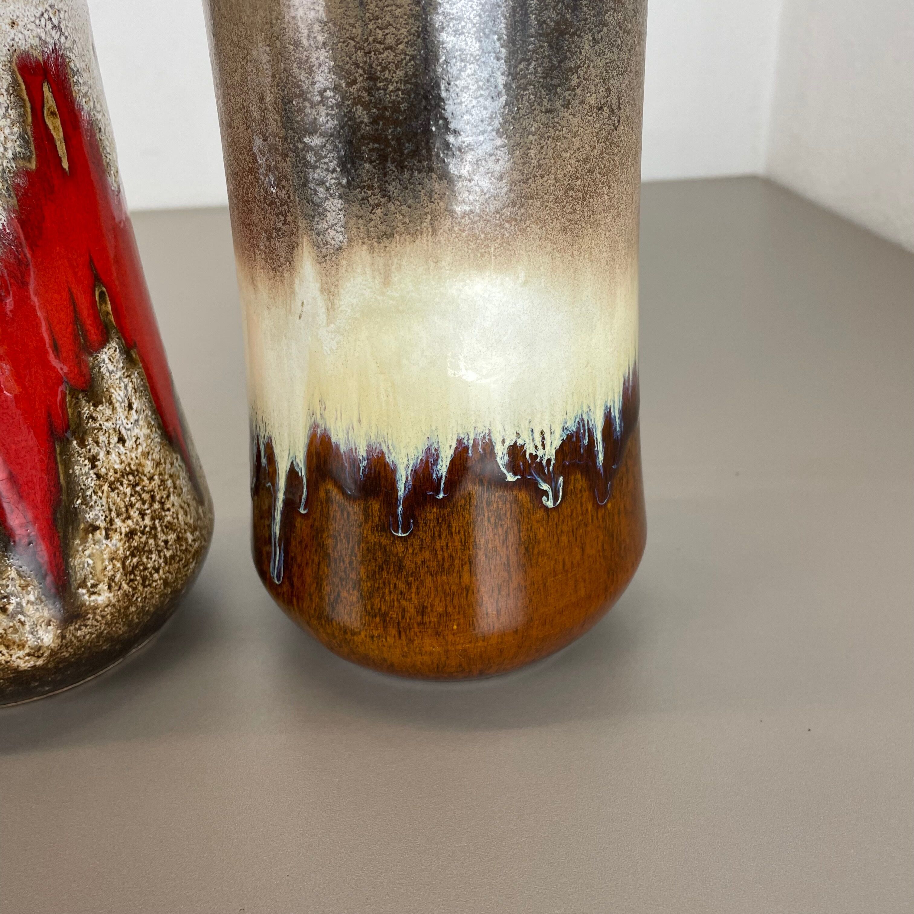 Set of three Vintage Pottery Fat Lava Vases Made by Scheurich, Germany, 1970s