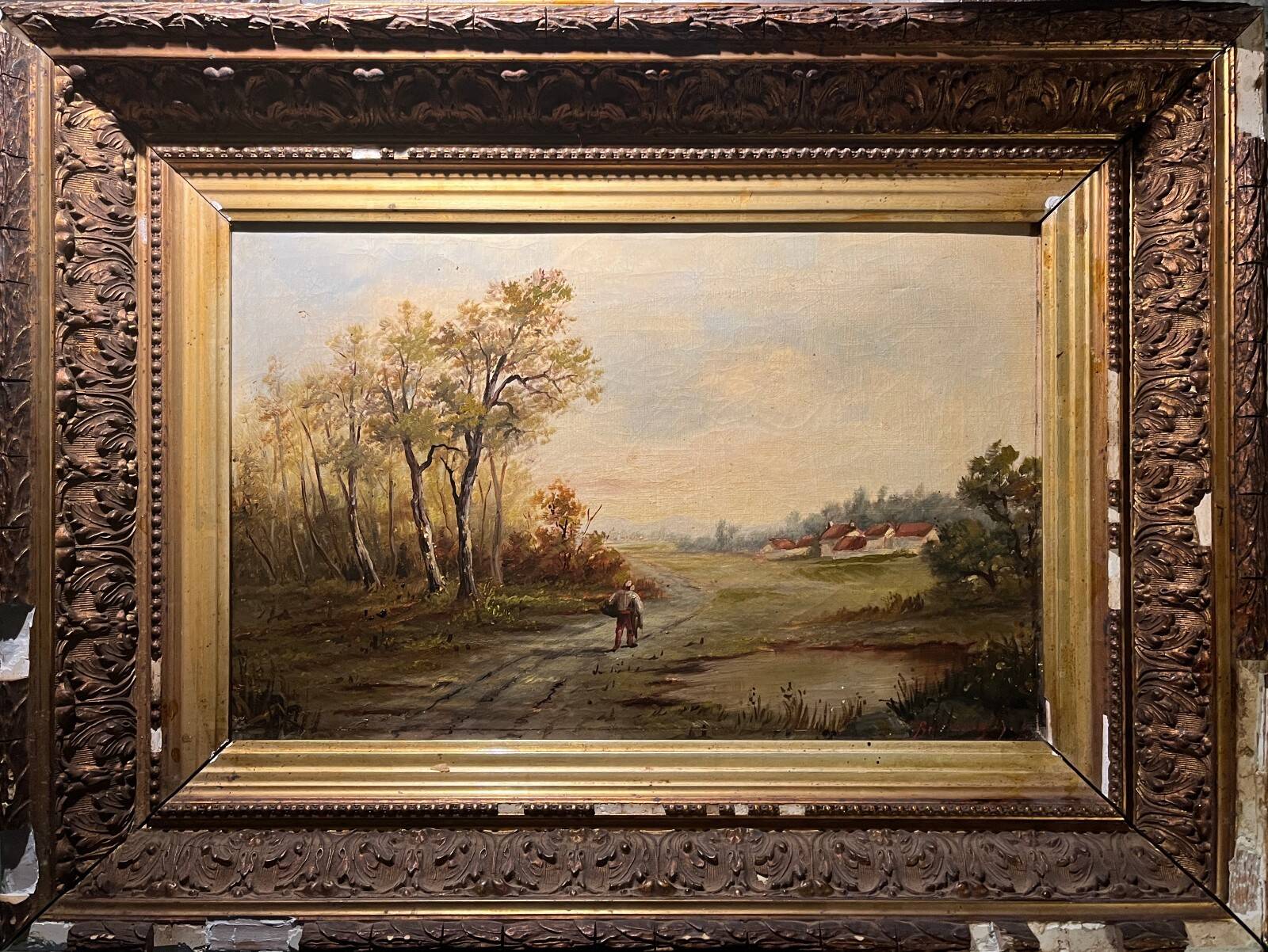 Tableau HST 19th century signed Borough "Animated Landscape"