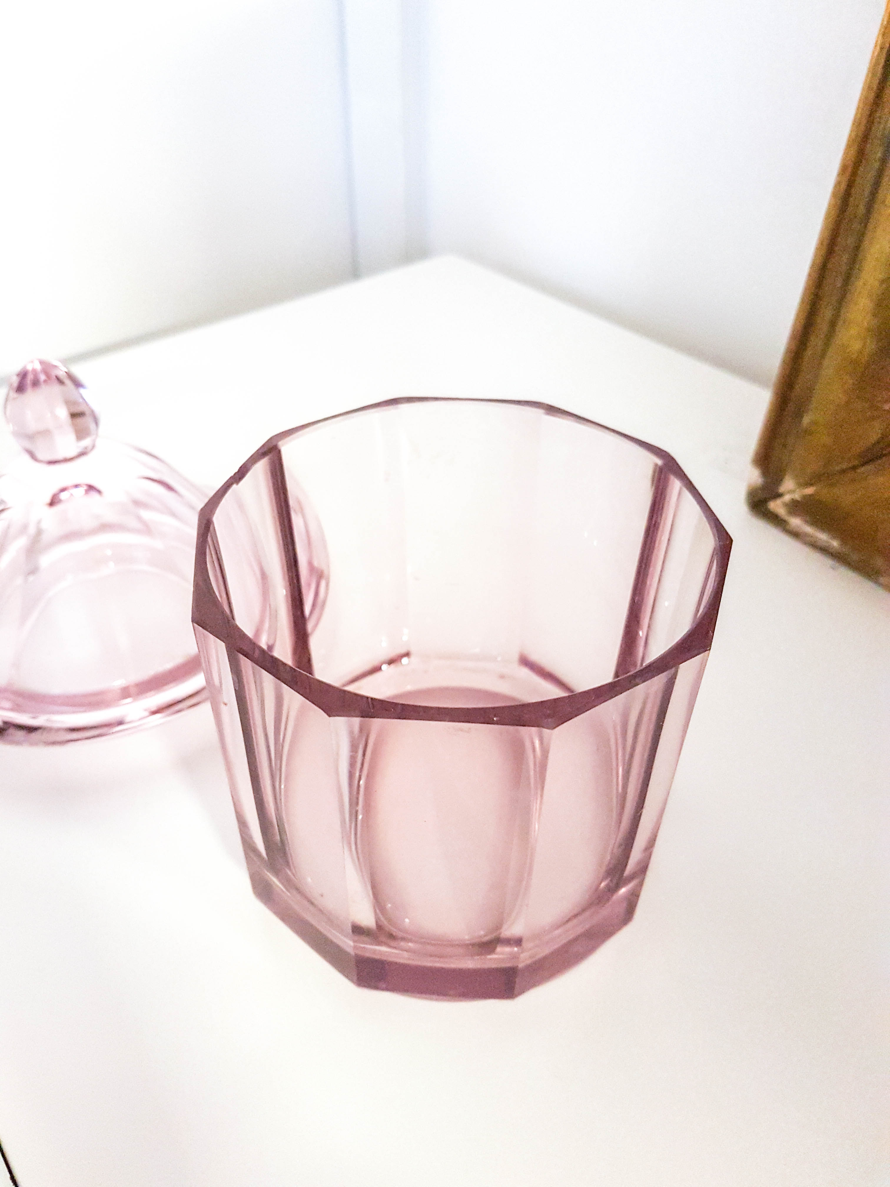 Candy pot in vintage purple glass