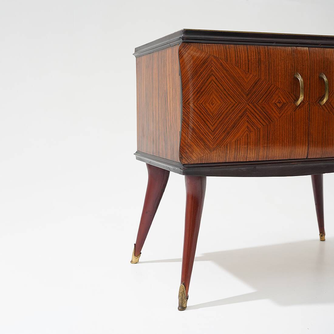 Pair of bedside tables with glass top, 1950s