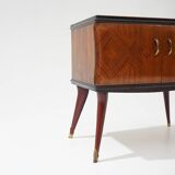 Pair of bedside tables with glass top, 1950s