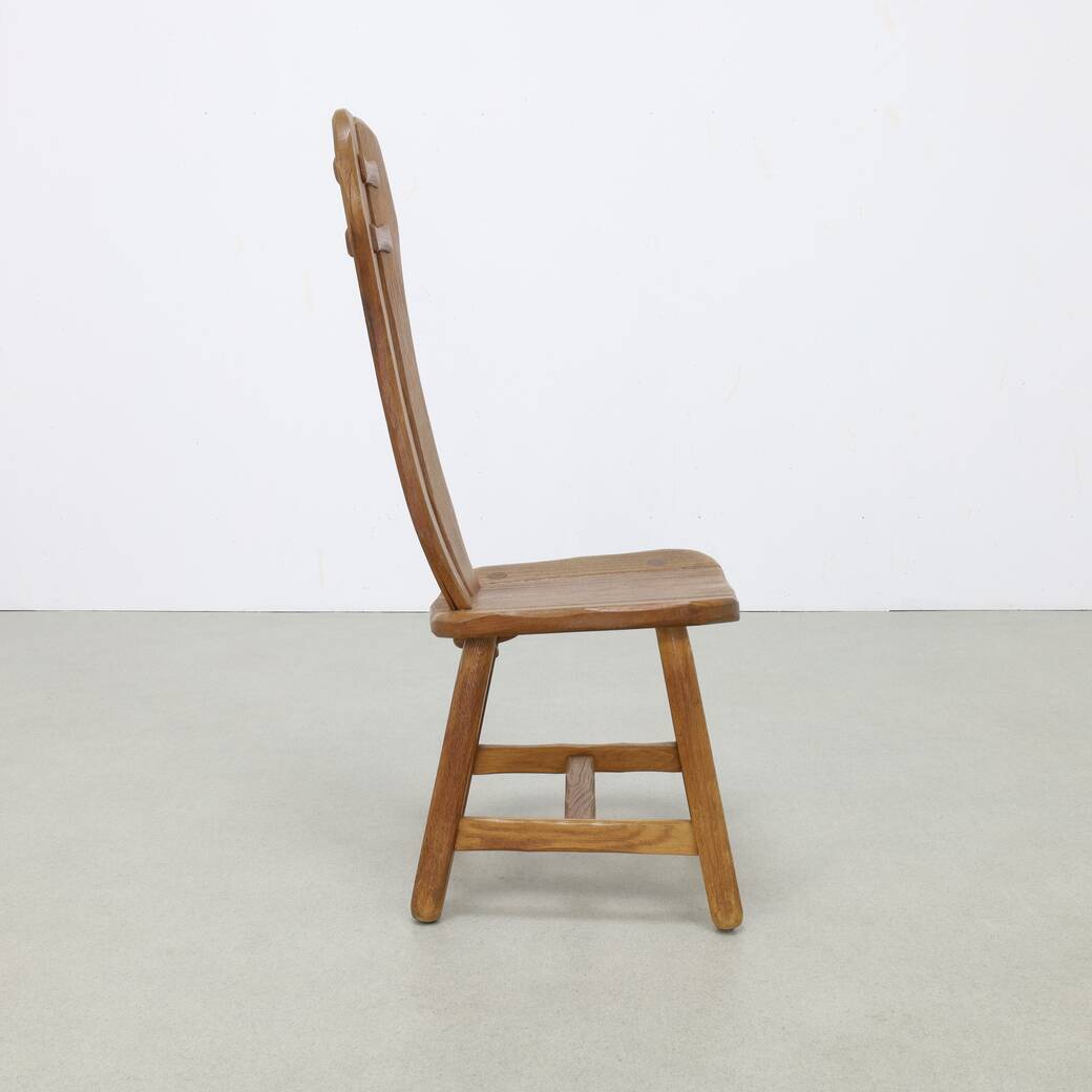 4x Brutalist Dining Chair in Oak by De Puydt, 1970s
