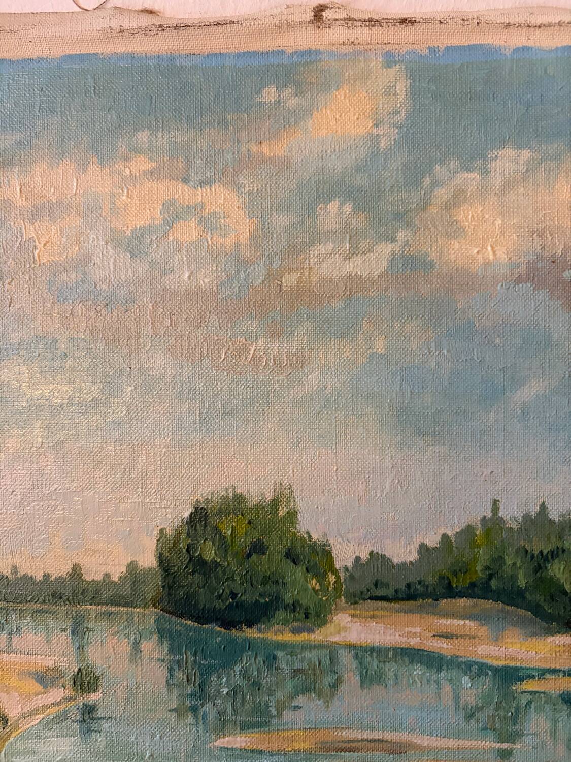 Boats by the water, oil on canvas signed