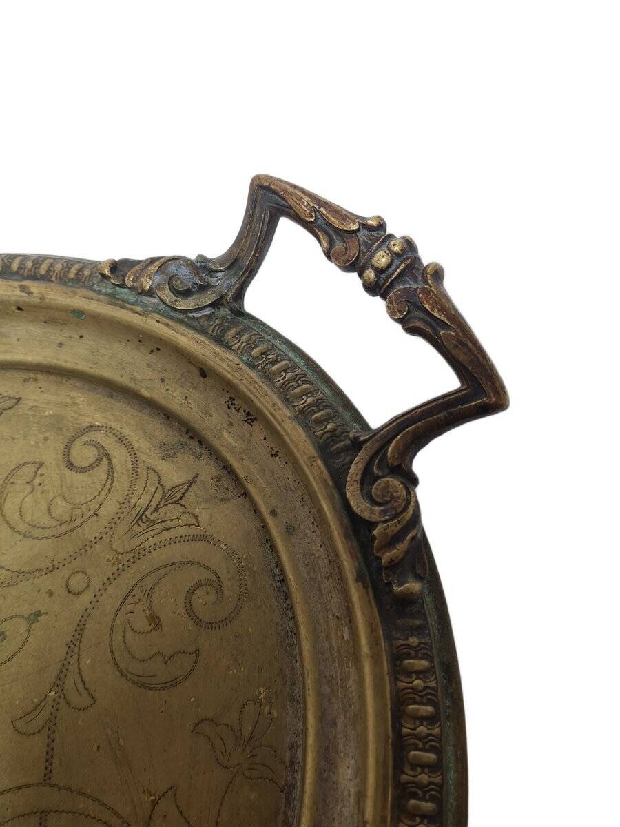 Antique Polish oval guilloché tray from Jarra, 1890s