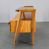 1960s Czechoslovakian Maple TV Rack with Drawers and Glass Top