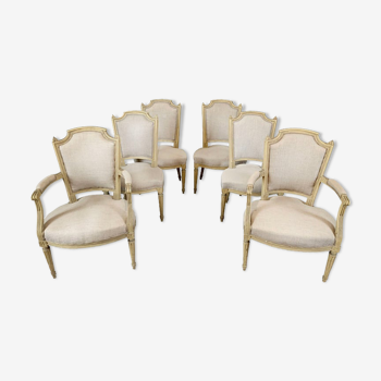 Set of 4 chairs and 2 armchairs 1860