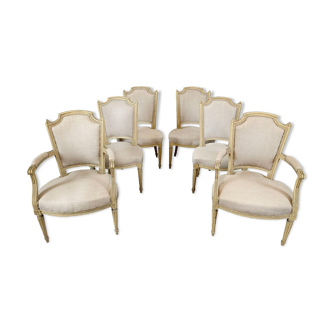 Set of 4 chairs and 2 armchairs 1860