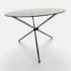 Vintage round table with smoked glass and foldable chrome legs.