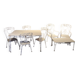 Wrought iron garden set painted white