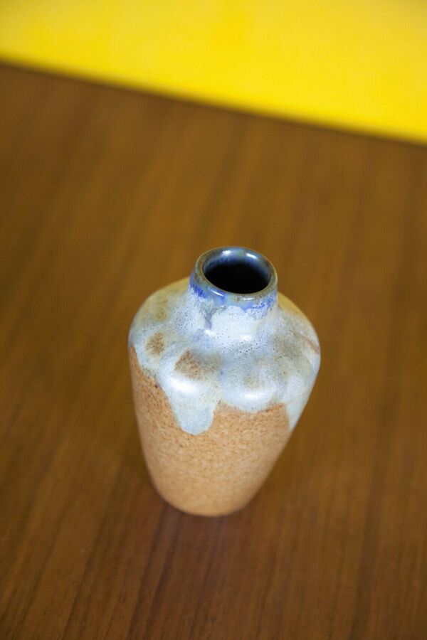 Vase signé Lebret Alfred, petit vase grès de Puisaye, grès flammé, collection, 30's