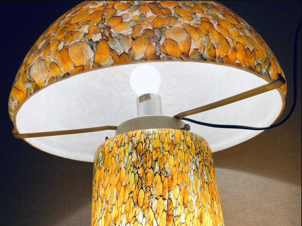 Orange mushroom lamp from Peill and Putzler, 1970s