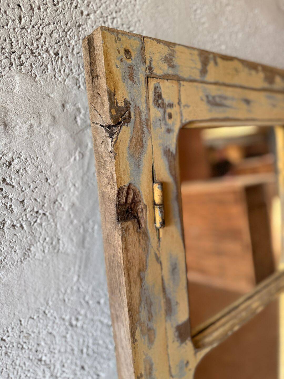 Ancien miroir industriel en bois - Début XXᵉ siècl