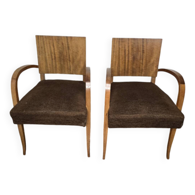 Fauteuils bridges vintage en noyer