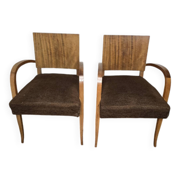 Fauteuils bridges vintage en noyer