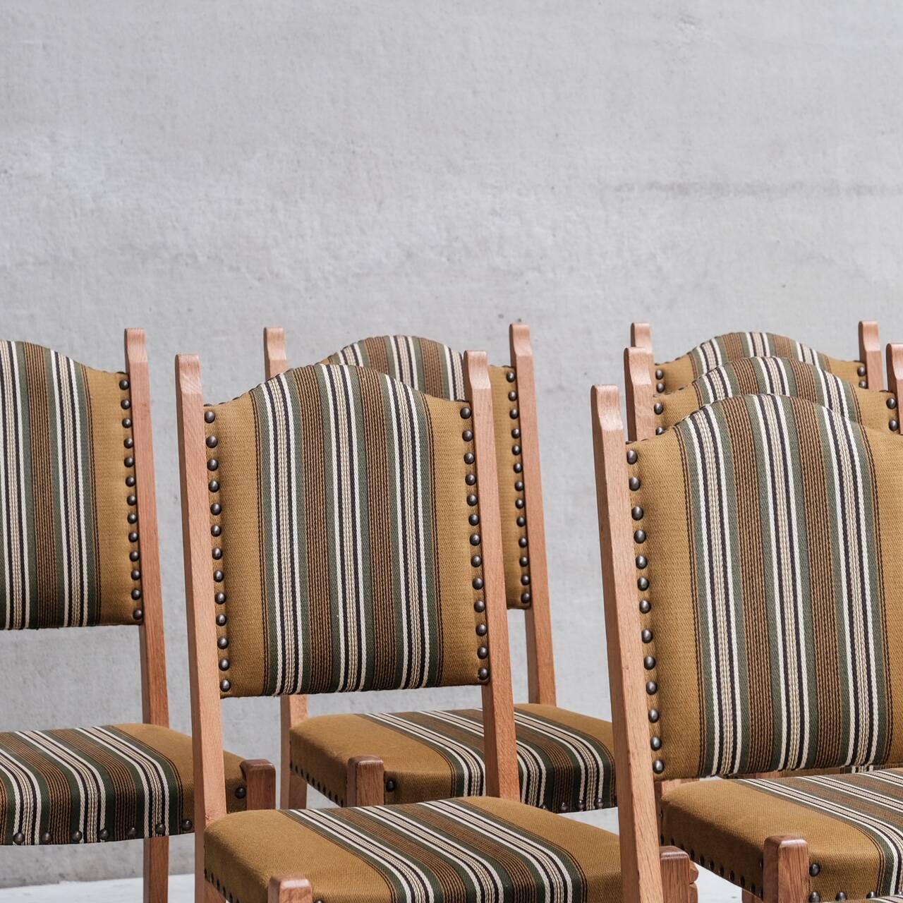 Danish Mid-Century Oak Upholstered Dining Chairs (6)
