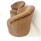 Armchairs with floral print of corduroy fabric. 1980s.