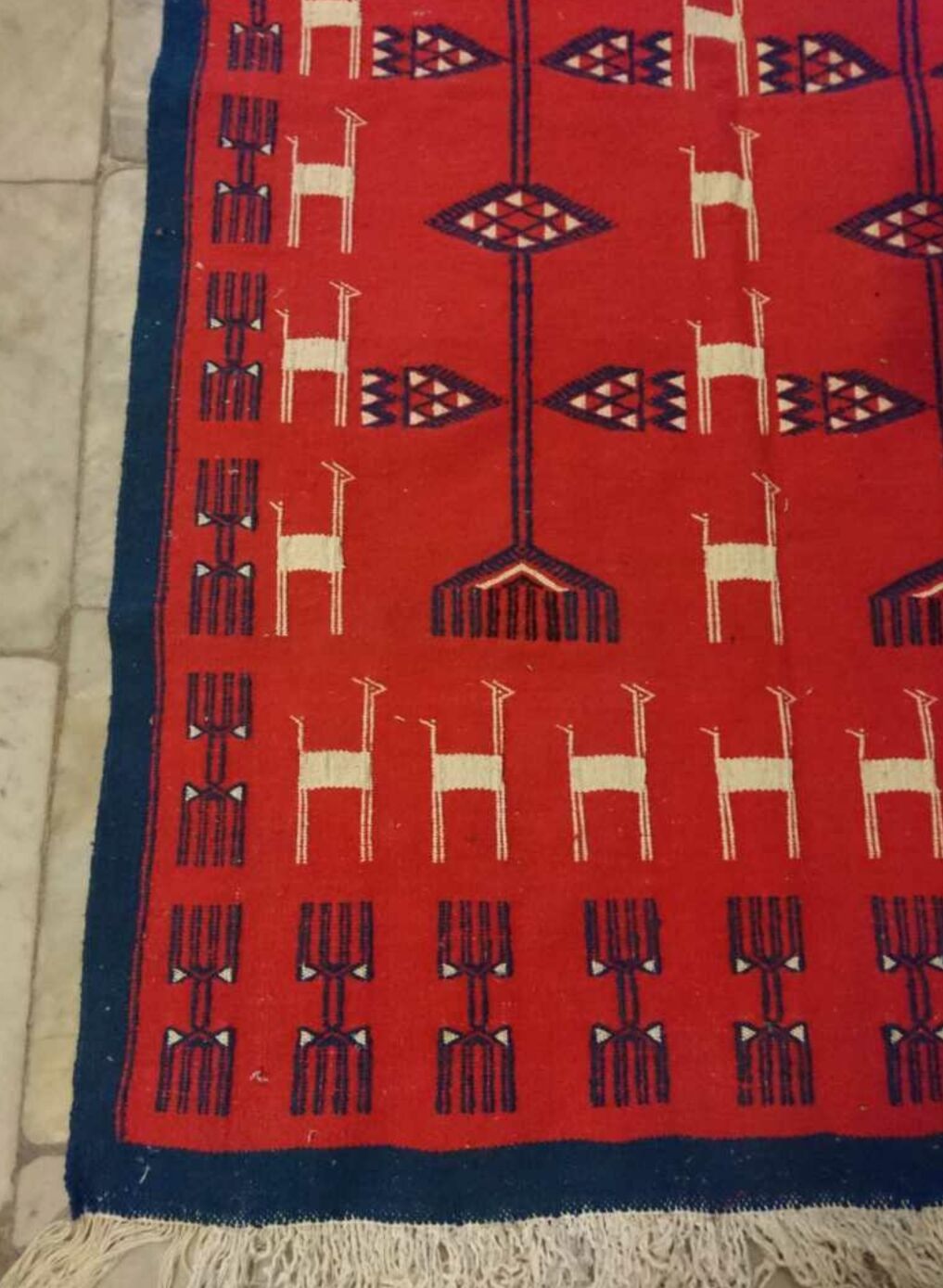 Red wool kilim rug - 100x180cm