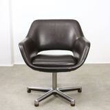 Italian Vintage Chocolate Brown Leather Office Chair