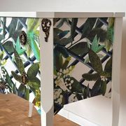 Gustavian commode with wallpaper from Christian Lacroix, 1950s