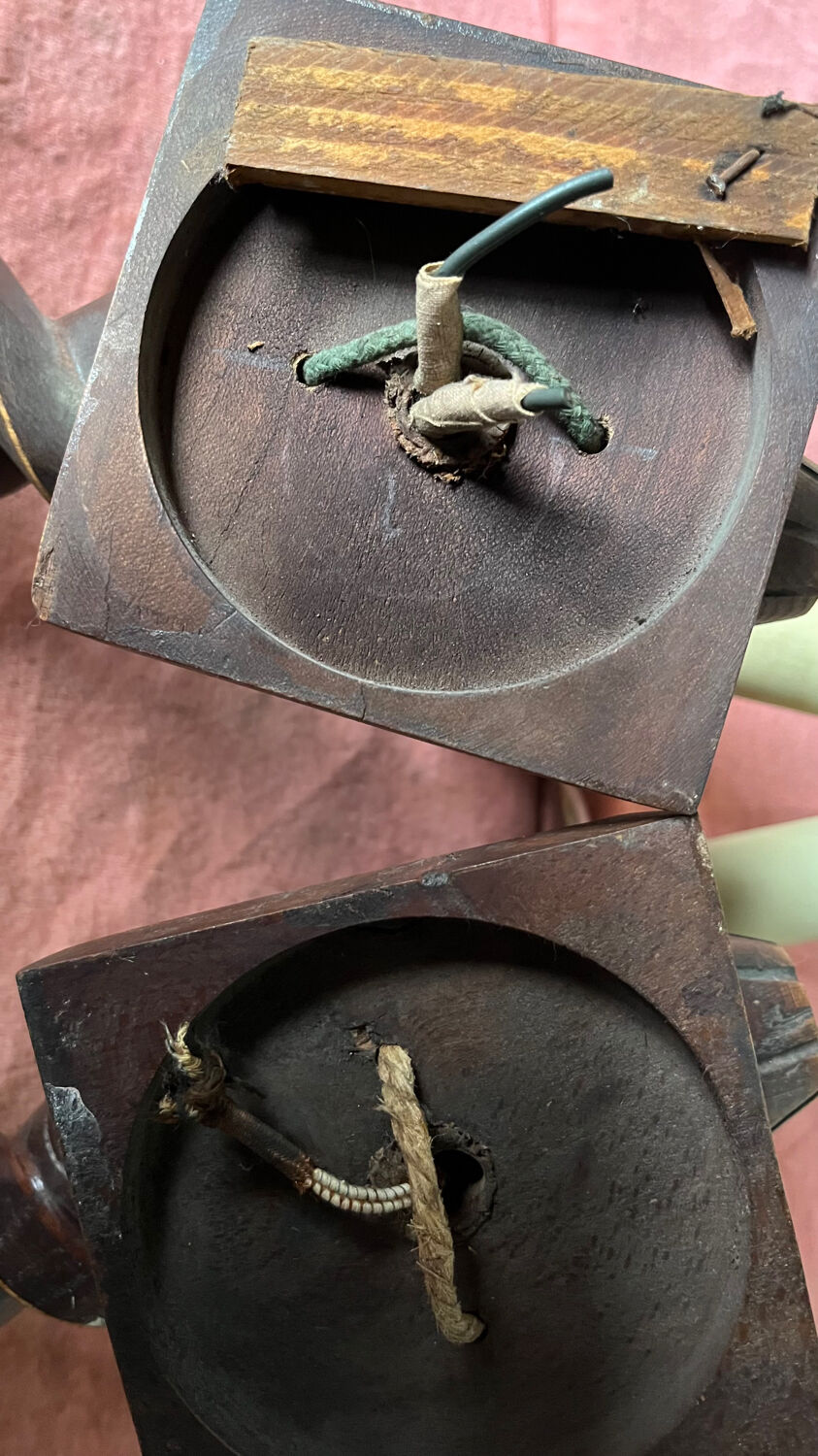 Pair of wood sconces turned 50s