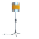 Floor lamp with a large orange shade and metal from the 1960s.