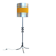 Floor lamp with a large orange shade and metal from the 1960s.