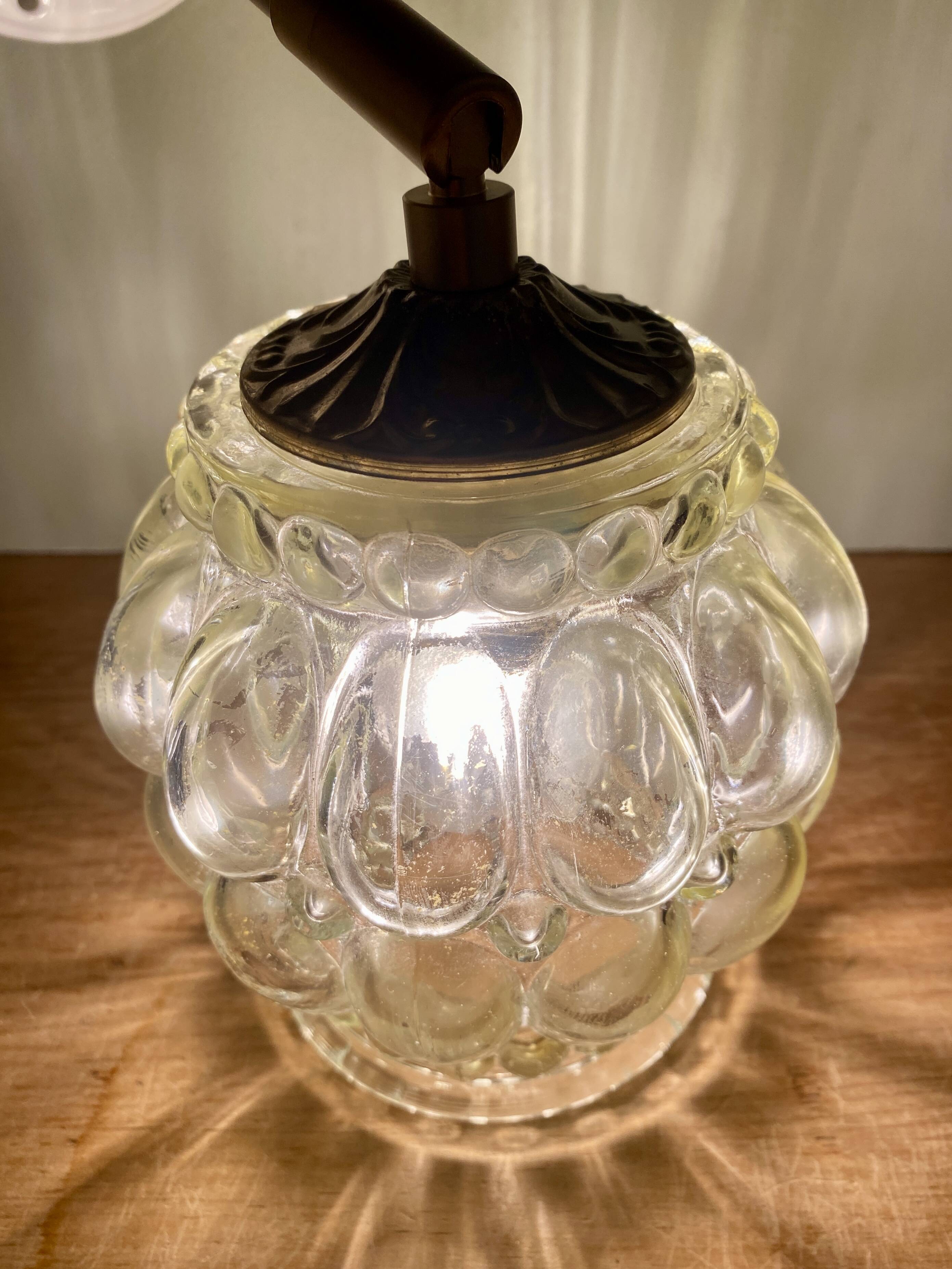 Vintage amber glass globe wall light