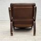 Fauteuil en cuir de meuble marron, années 1970, design scandinave,