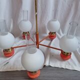 Lustre 5 feux 1970 opaline