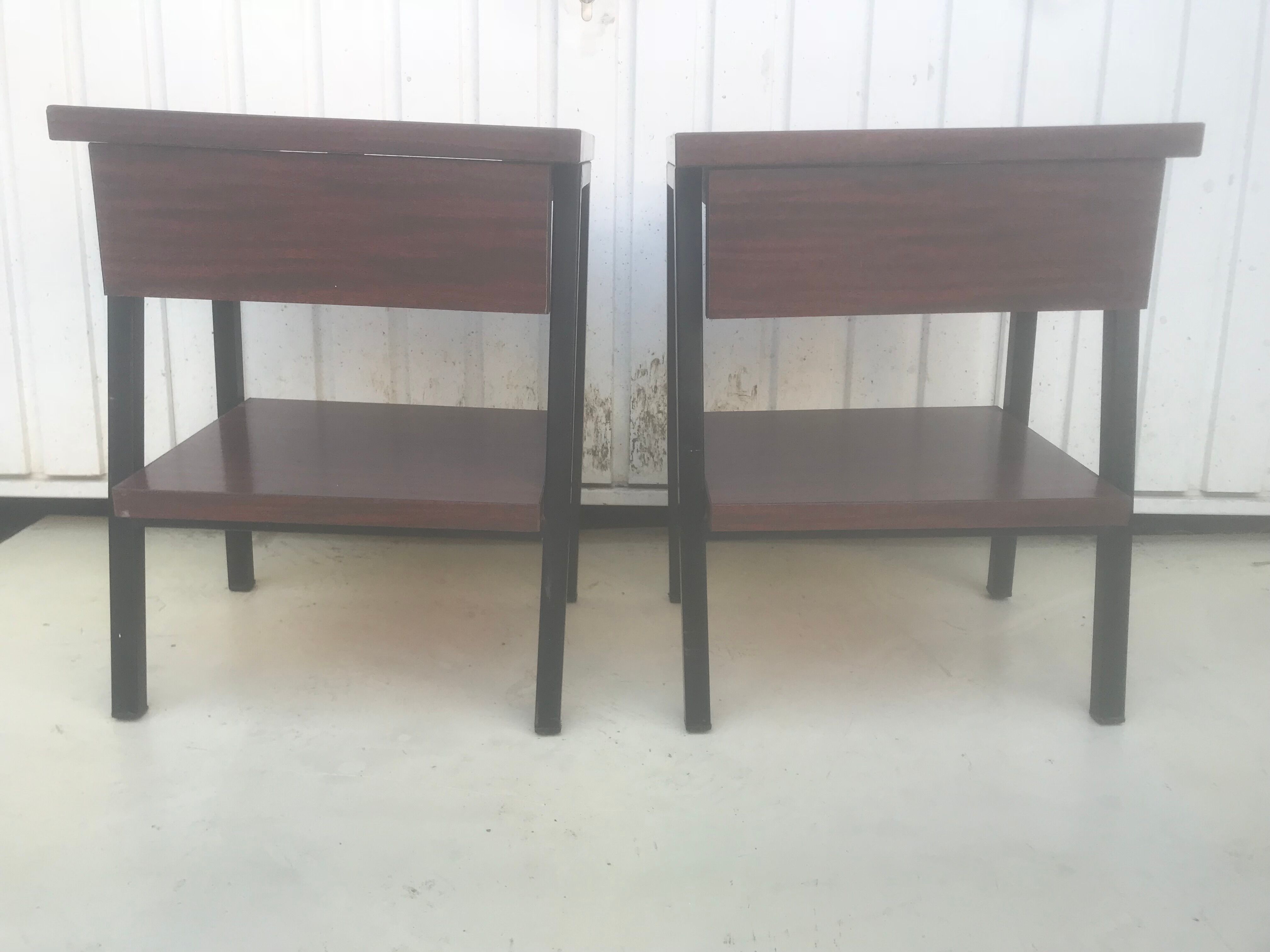 Pair of metal bedside table / formica