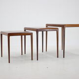 1960s Johannes Andersen rosewood nesting tables for cfc Christensen of Silkeborg, Denmark