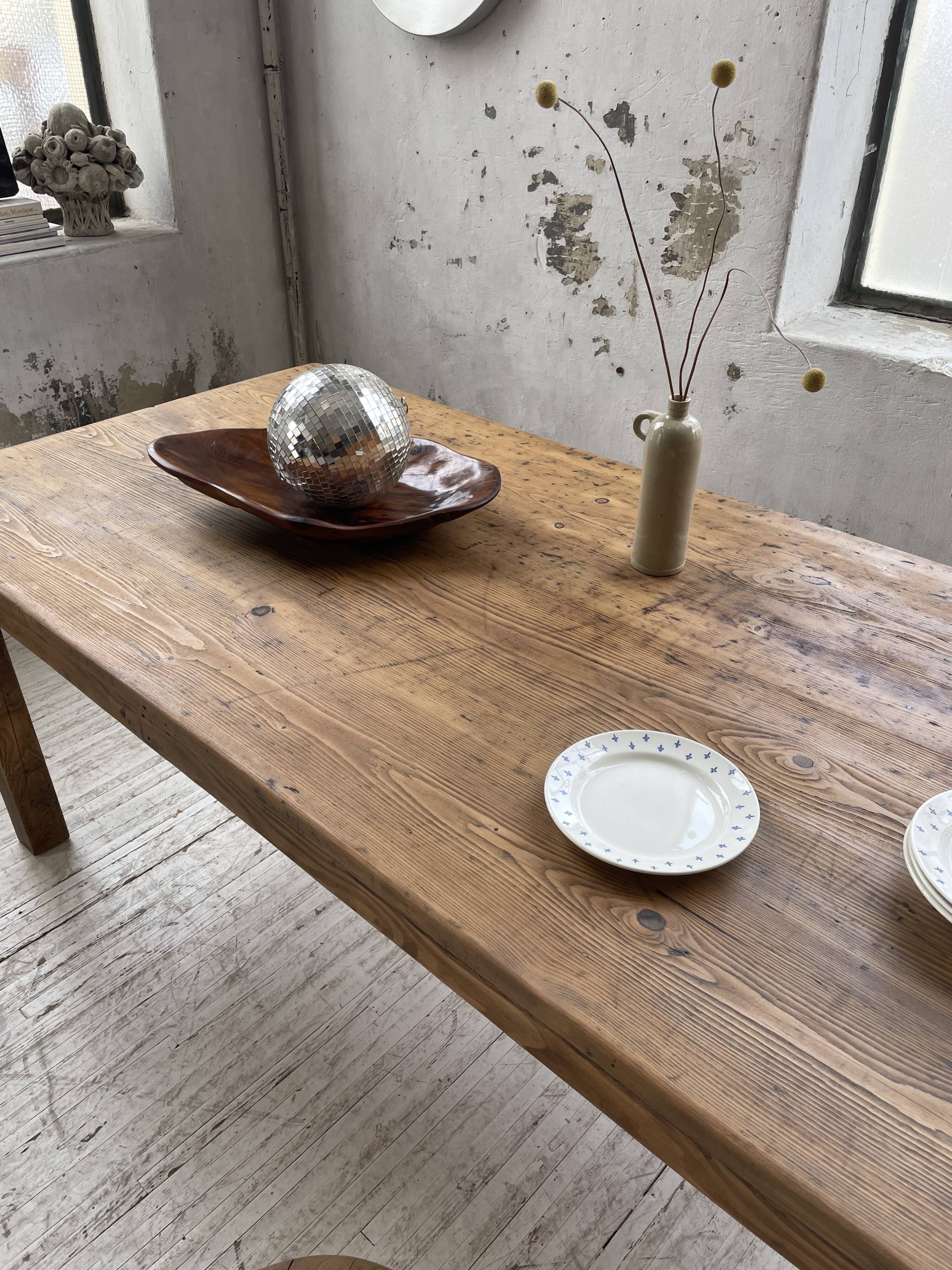 Farmhouse table in elm and pine 2m