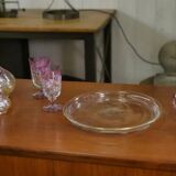 Set of pink blown glass carafes and glasses, 1950s