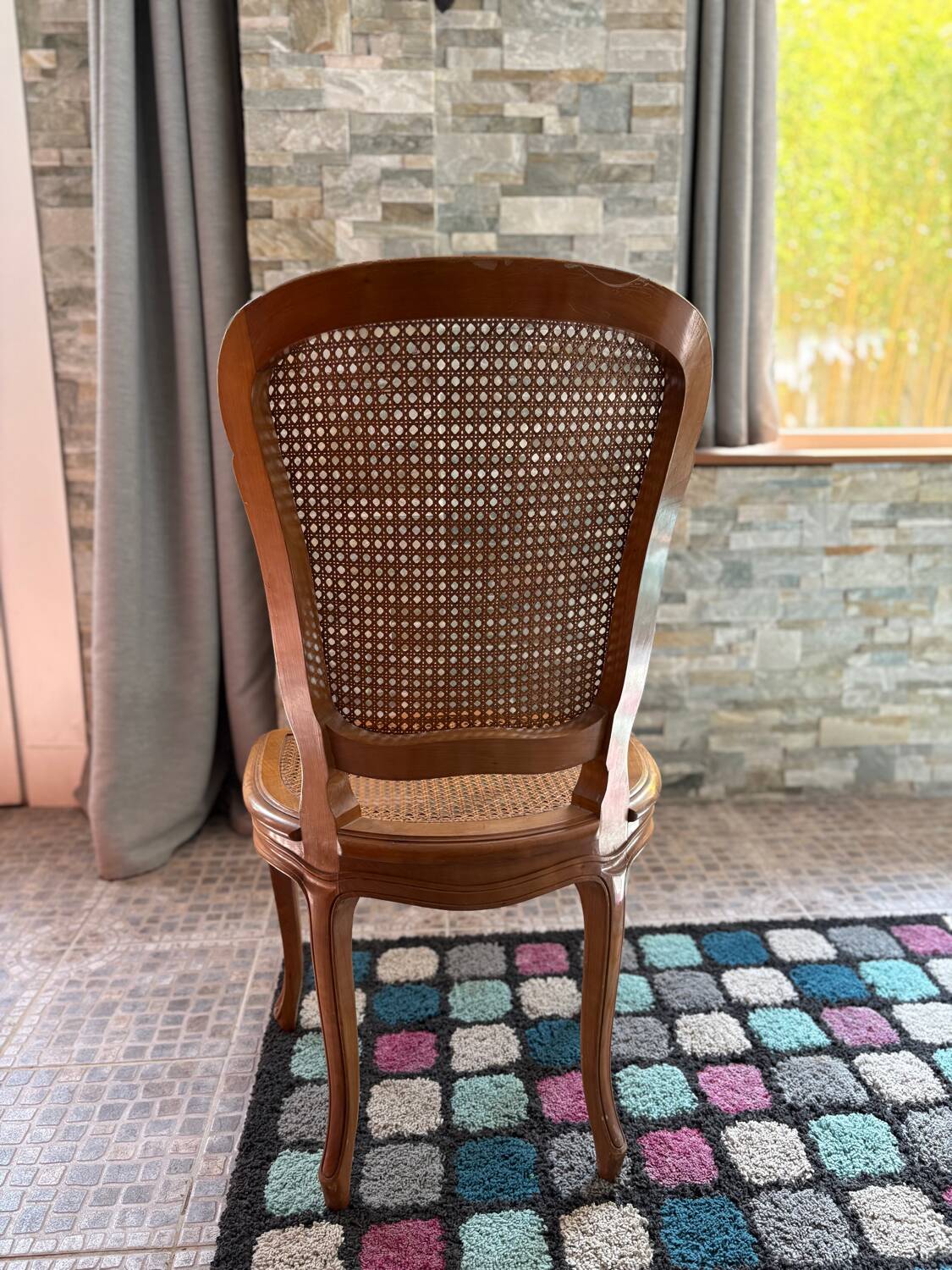 Wooden and rattan chairs