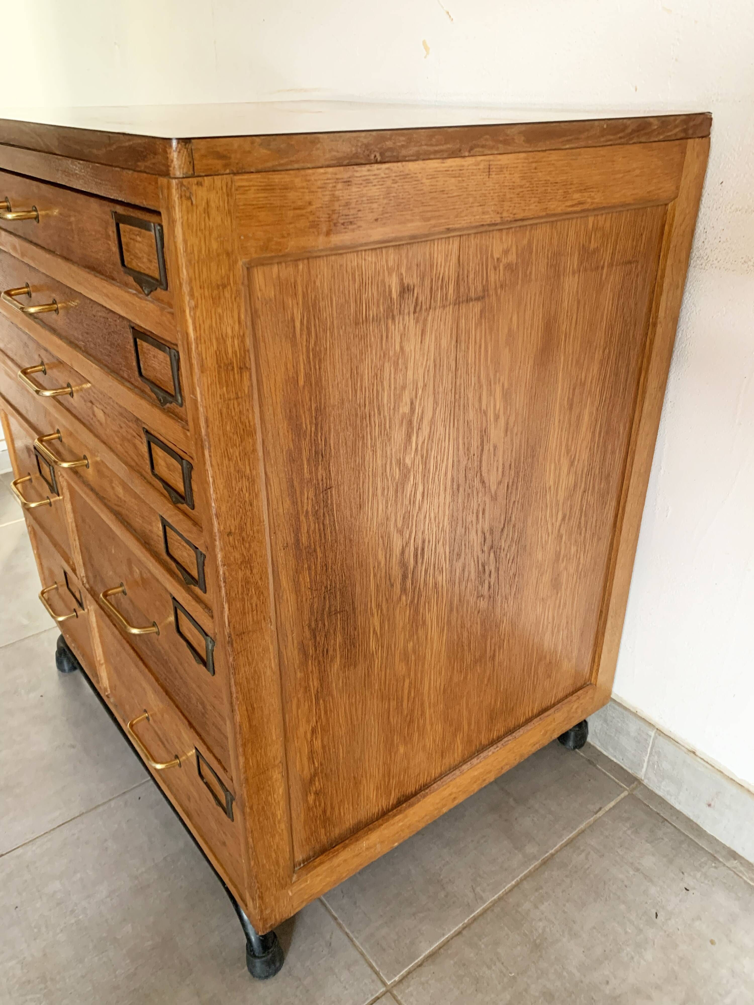 Vintage printer or schoolmaster workshop furniture from the 50s