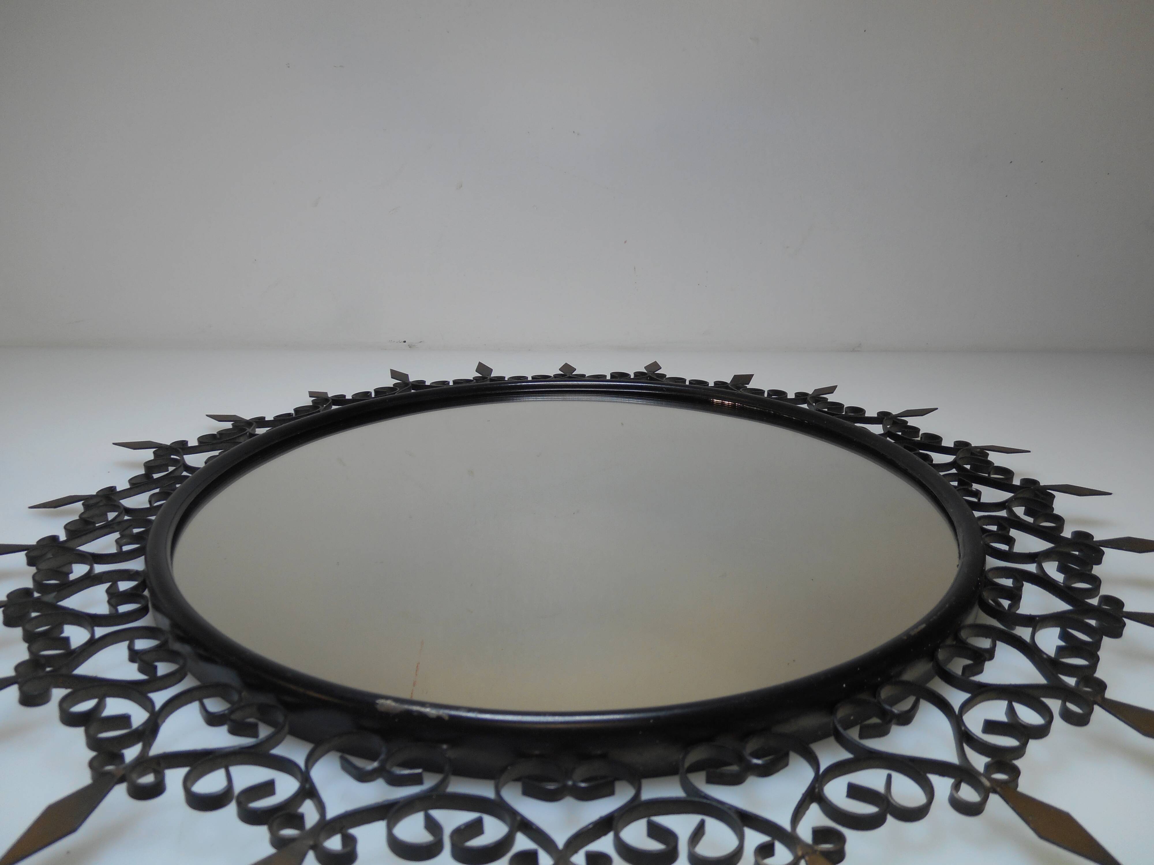 Signed Vallauris Chaty Sun mirror 44cm