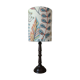 Aged metal table lamp, botanical shade