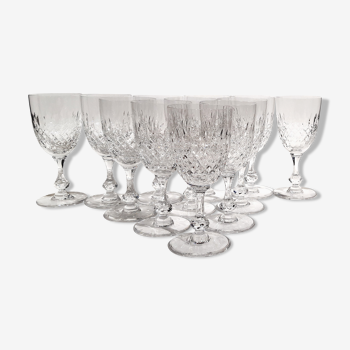 12 verres à eau sur pied en cristal saint louis collection messine modèle de 1973 estampillé