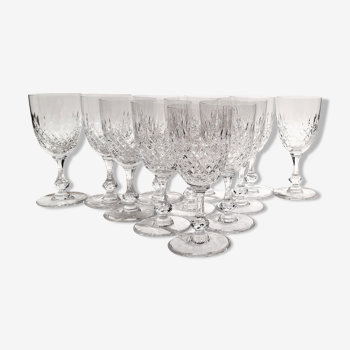 12 water glasses on crystal stand saint louis messina collection model of 1973. stamped.
