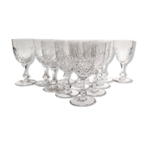 12 water glasses on crystal stand saint louis messina collection model of 1973. stamped.