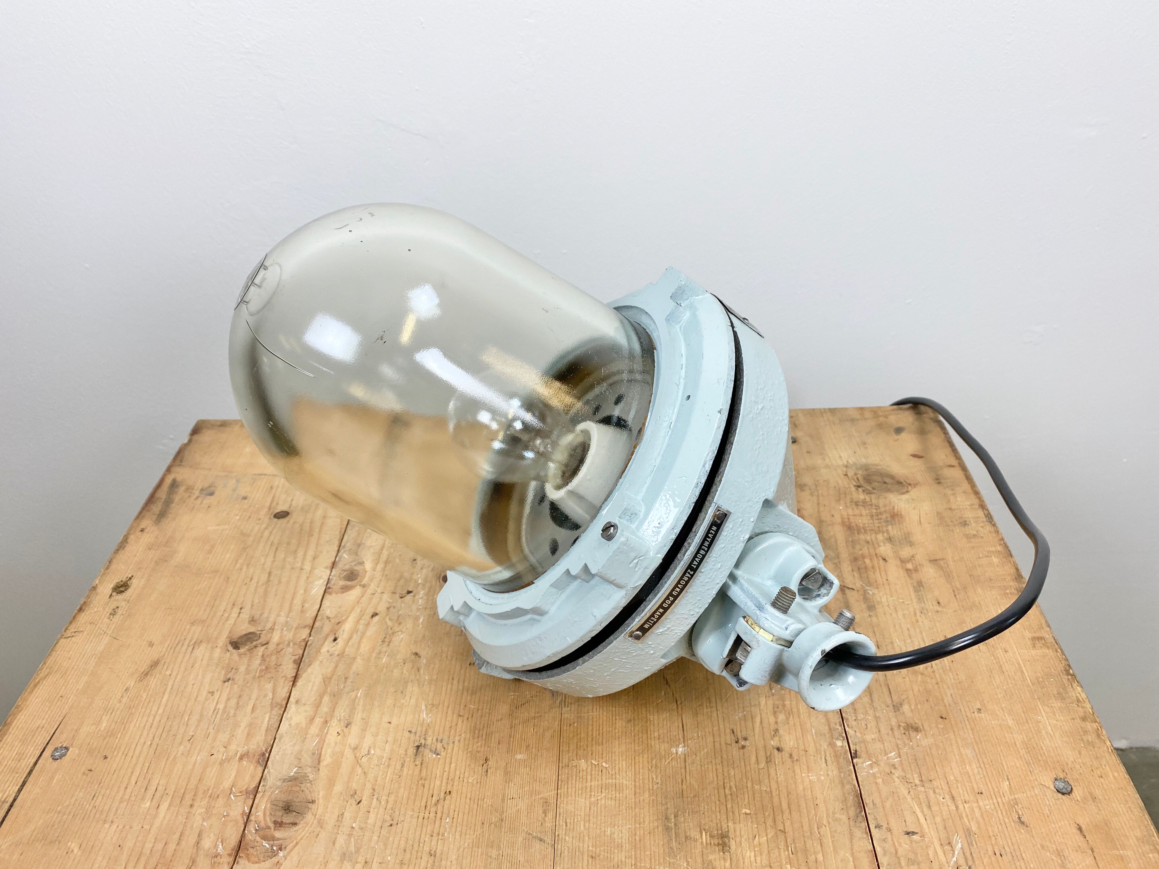 Grey industrial explosion proof lamp, 1970s