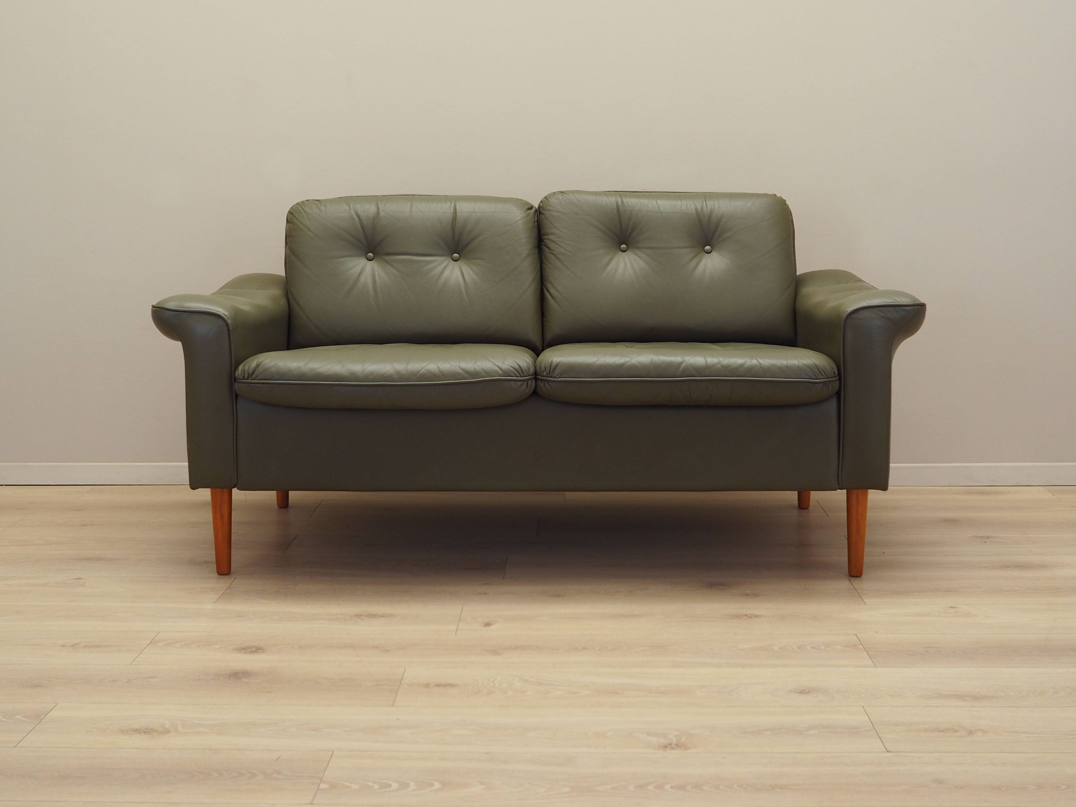 Canapé danois en cuir vert, années 1970