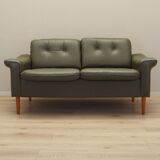 Canapé danois en cuir vert, années 1970