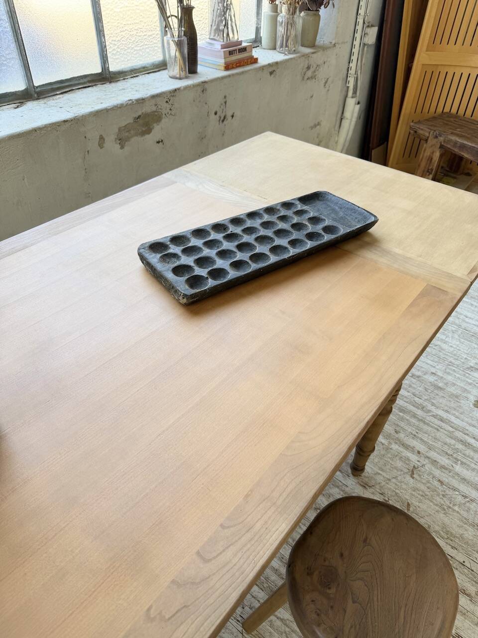 Table de ferme noyer à rallonges 150-250cm