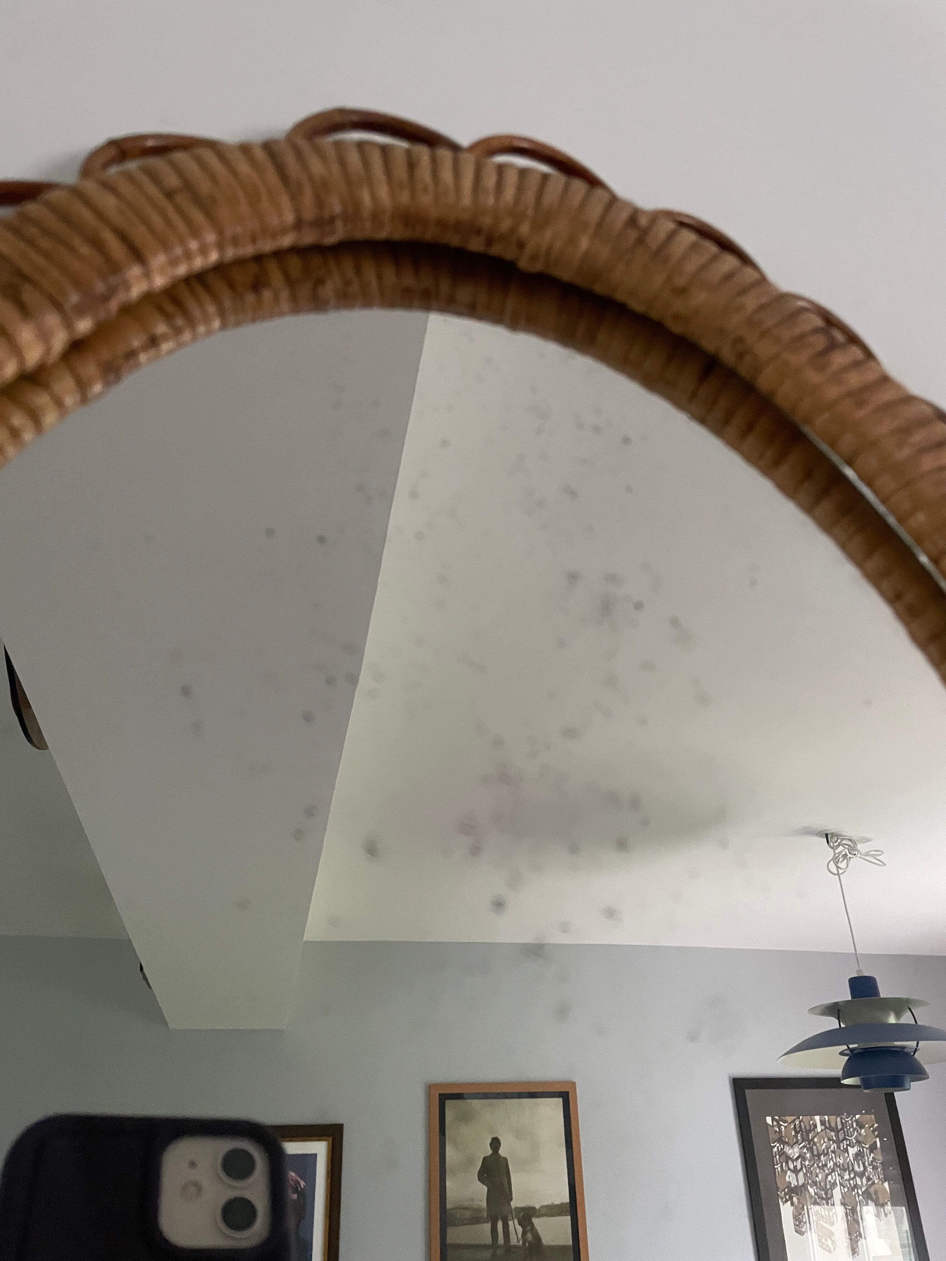 Rattan mirror flower shape