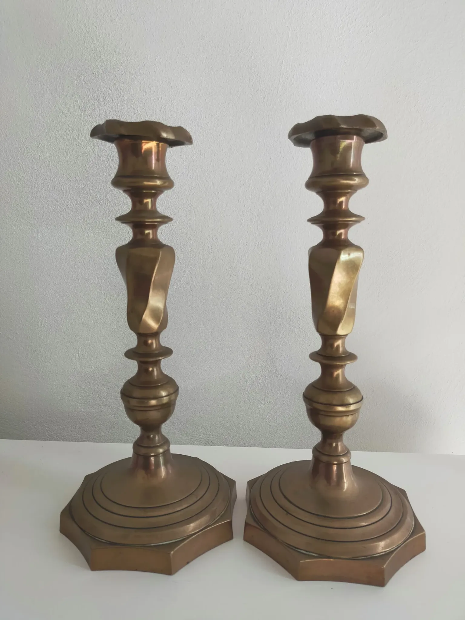 Pair of bronze candlestick holders from the 19th century