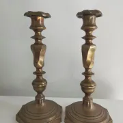 Pair of bronze candlestick holders from the 19th century